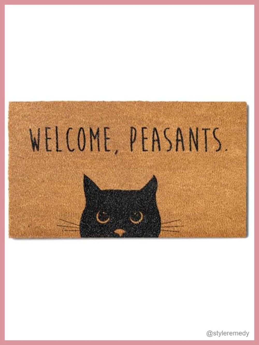 Welcome Peasants Black Cat Doormat 30x17 Inch Coco Fiber Outdoor